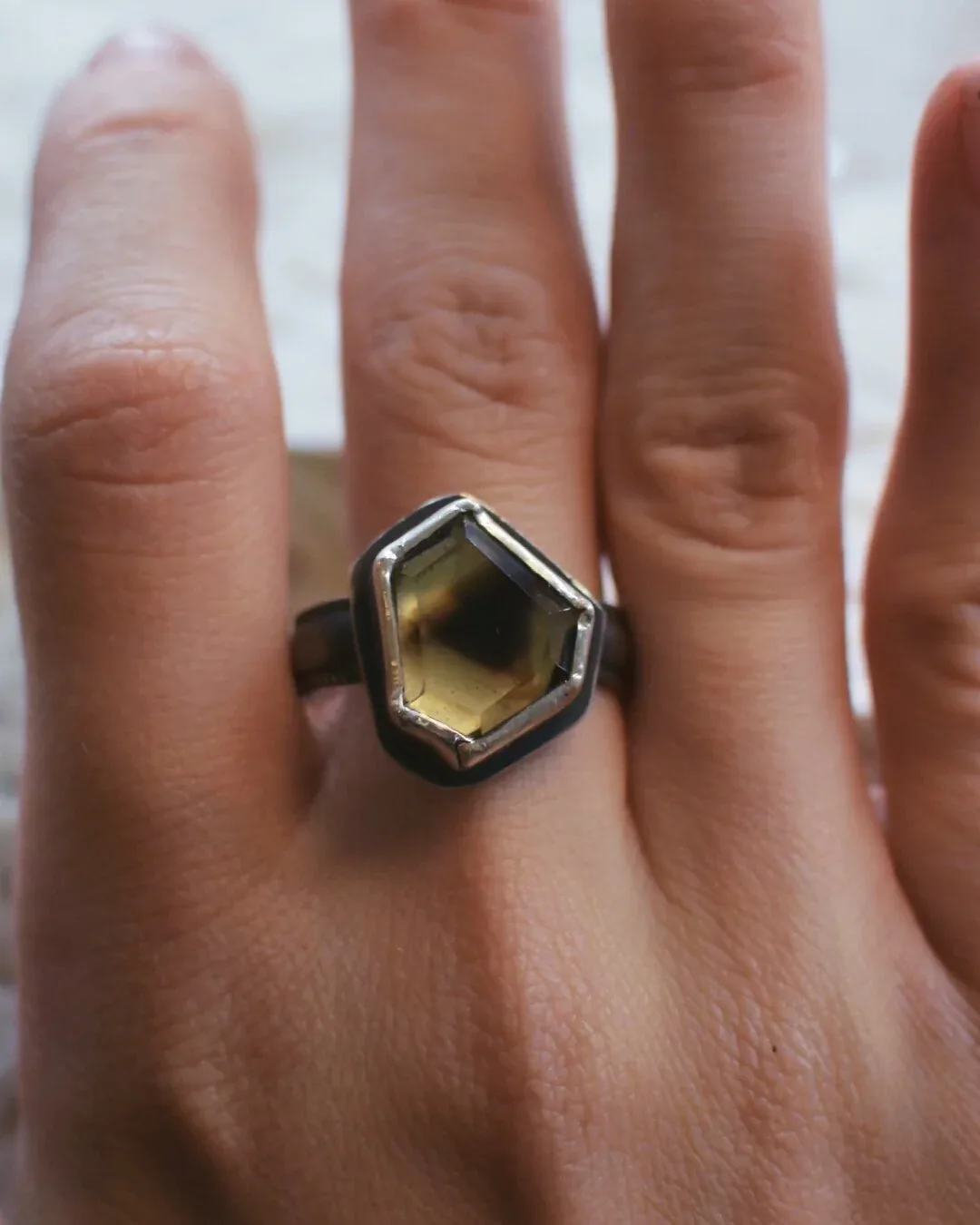 Citrine with Phantom Quartz inclusion- size 9.5