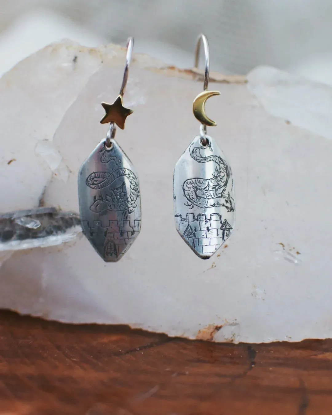 Dragon Etched Earrings