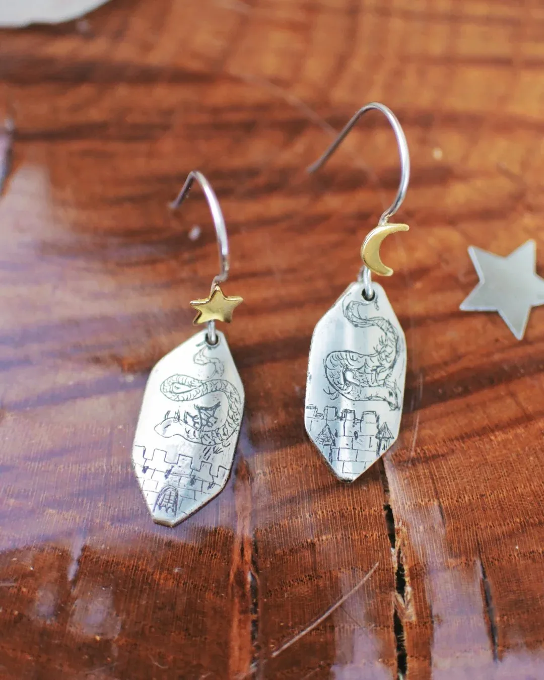 Dragon Etched Earrings