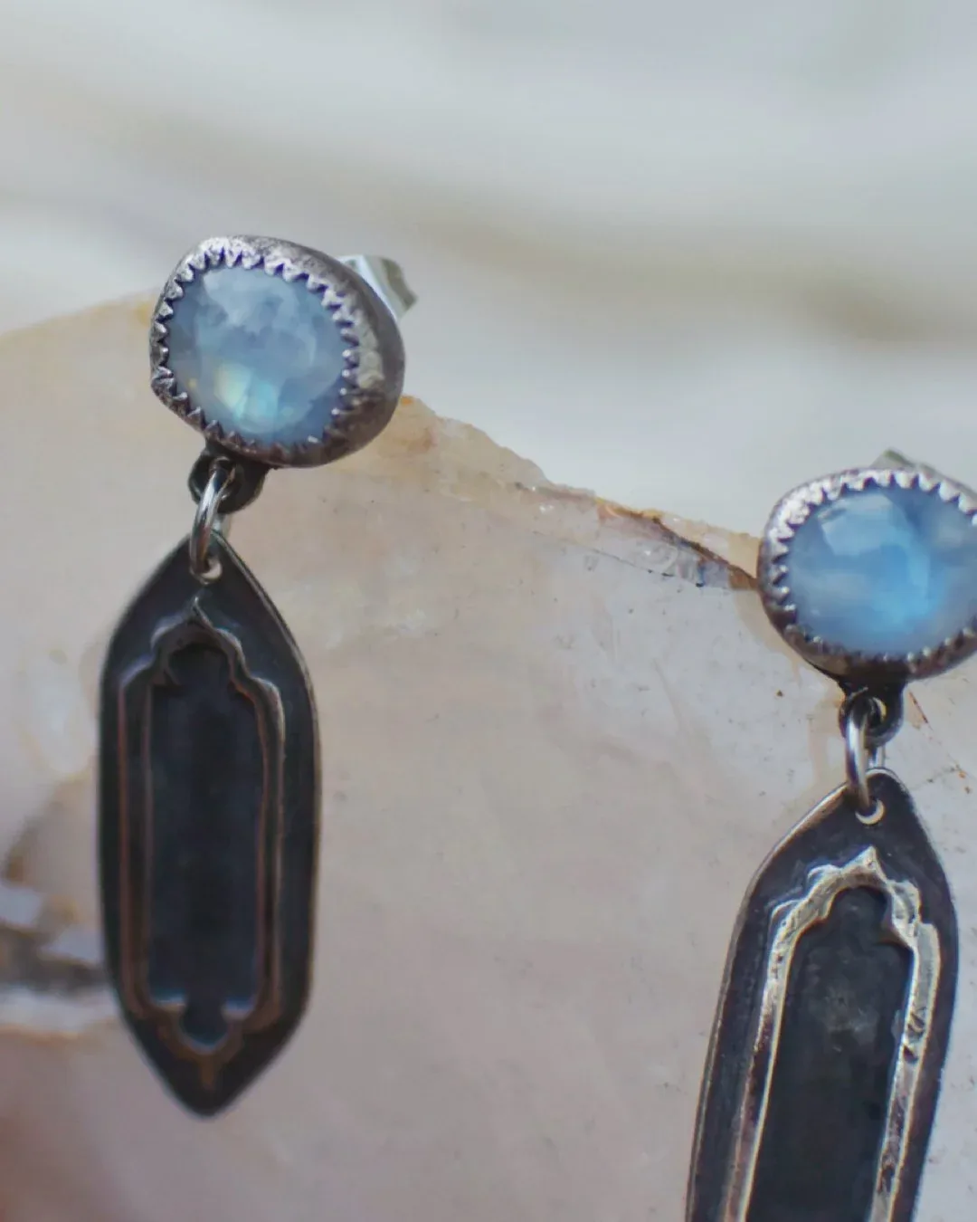Labradorite & Quatrefoil Earrings