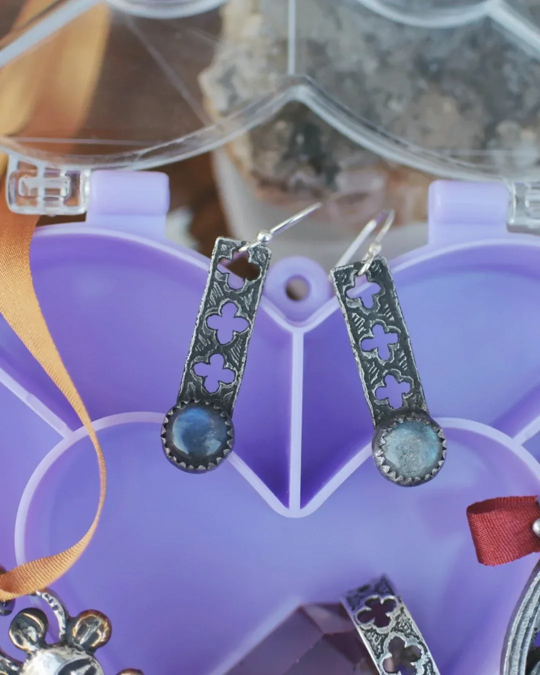 Labradorite & Quatrefoil Earrings