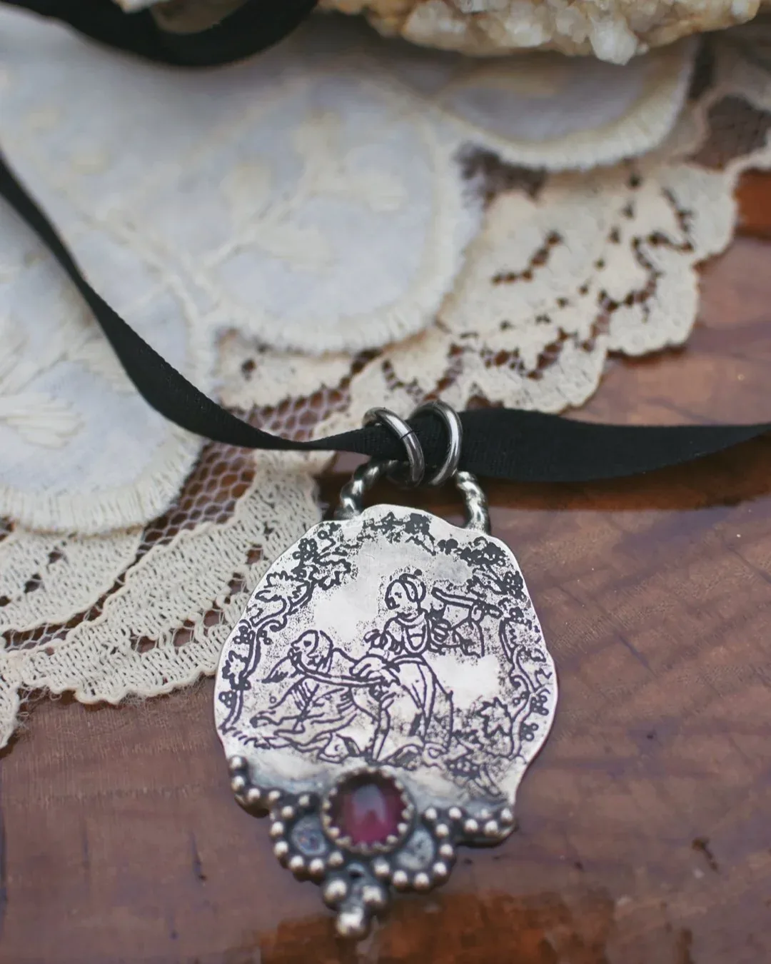 Soleil Face Pendant -with Brass