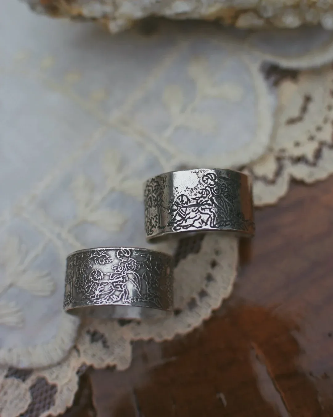 Medieval Lace Etching Rings