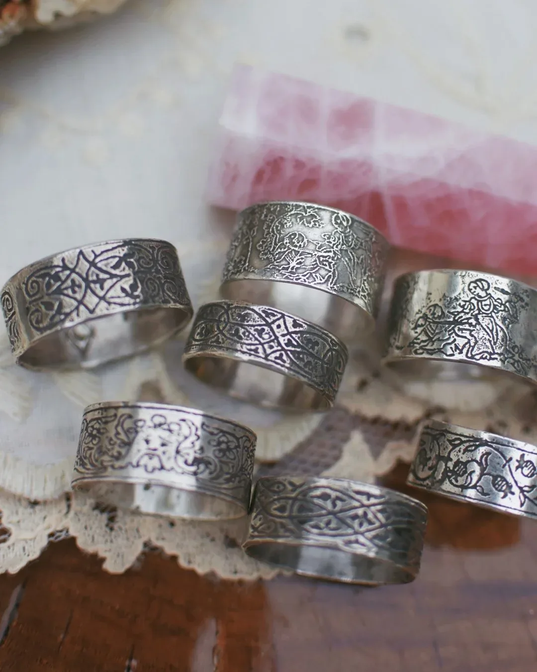 Medieval Lace Etching Rings