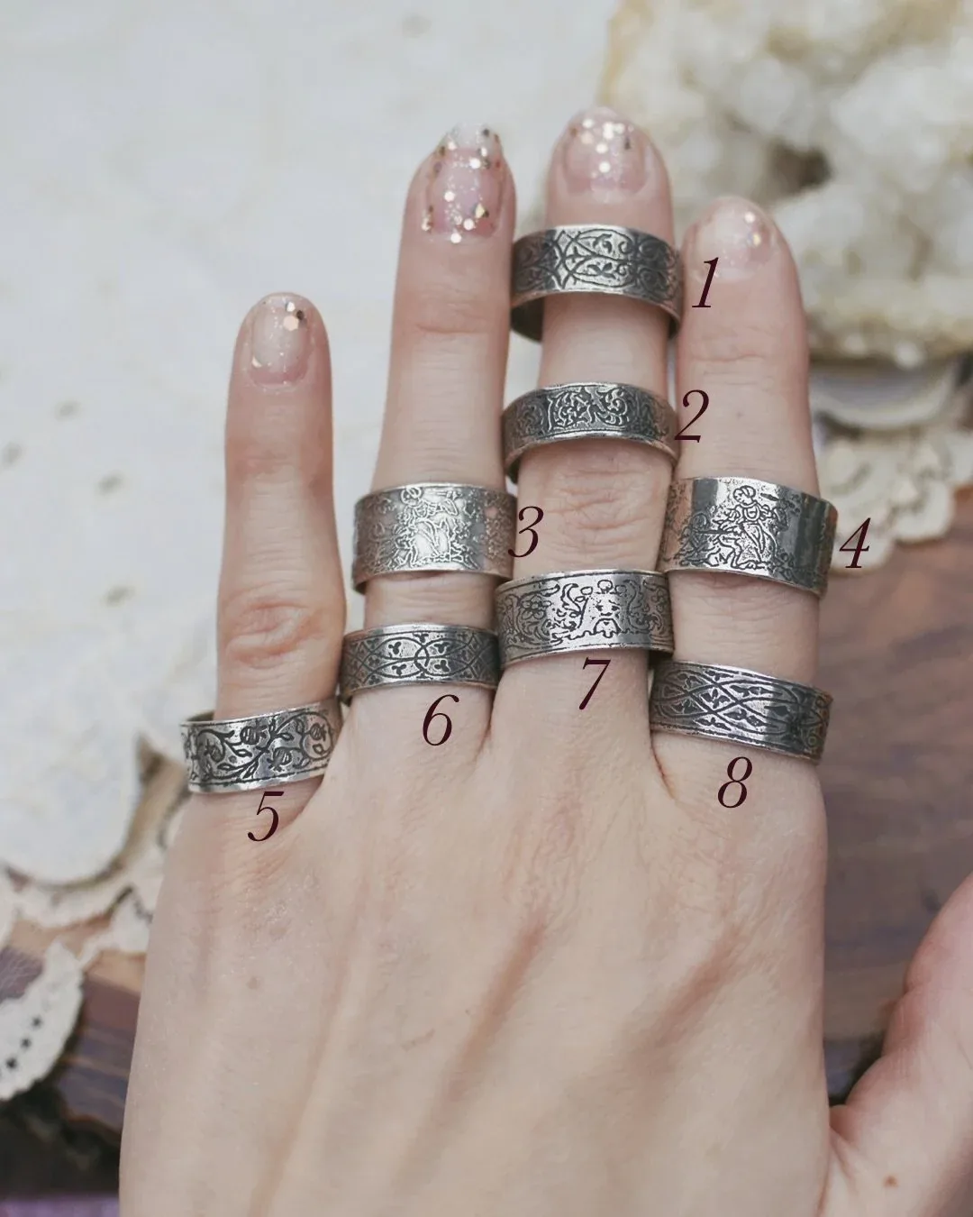Medieval Lace Etching Rings