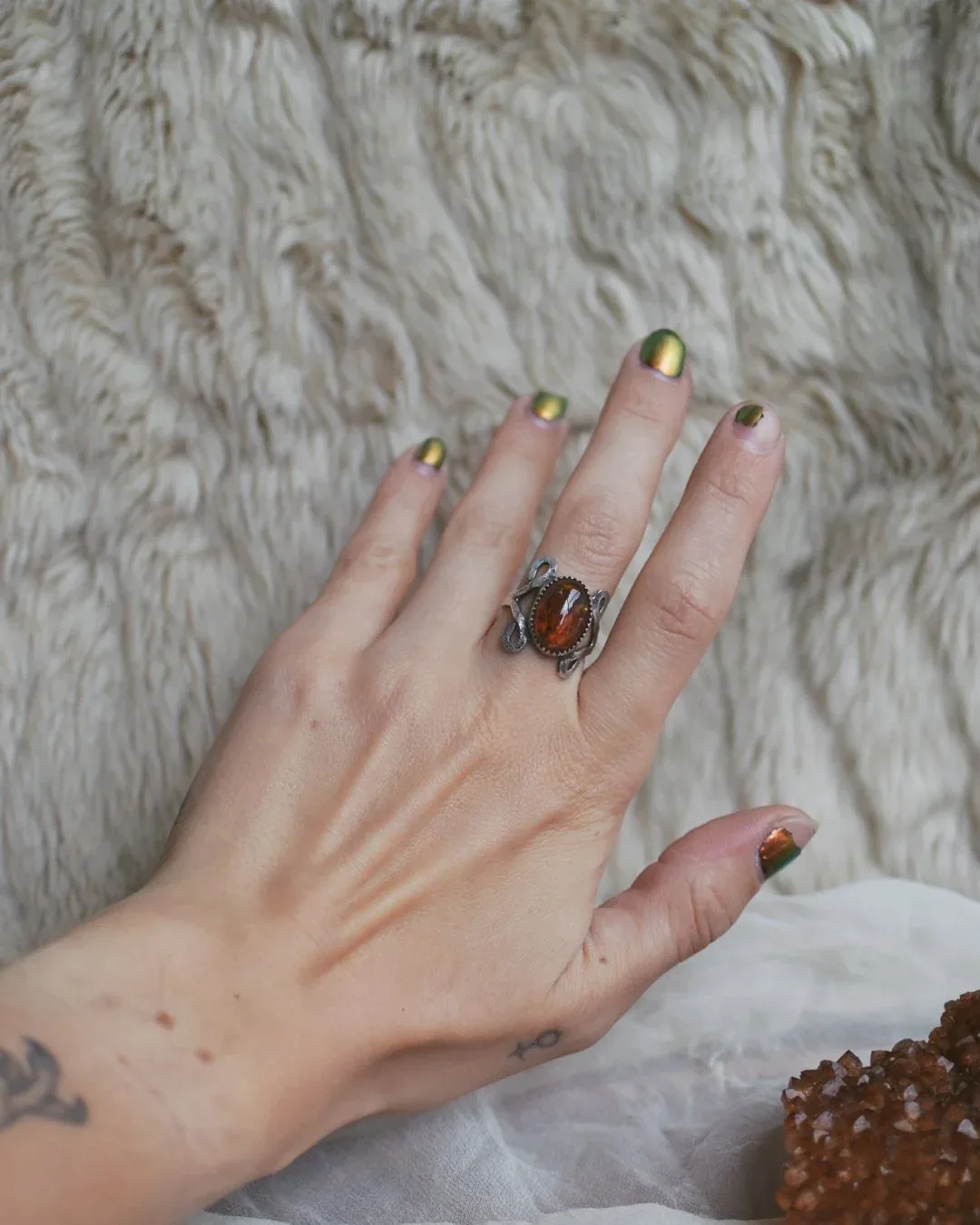 Rainbow Moonstone Lace Ring - Elegant Sterling Silver Jewelry