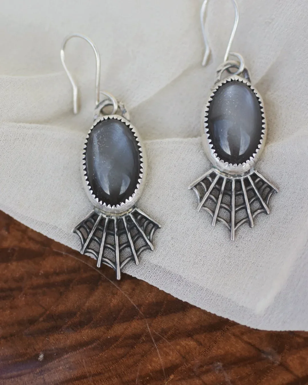 Big Oak Leaf with Orange Kyanite Earrings