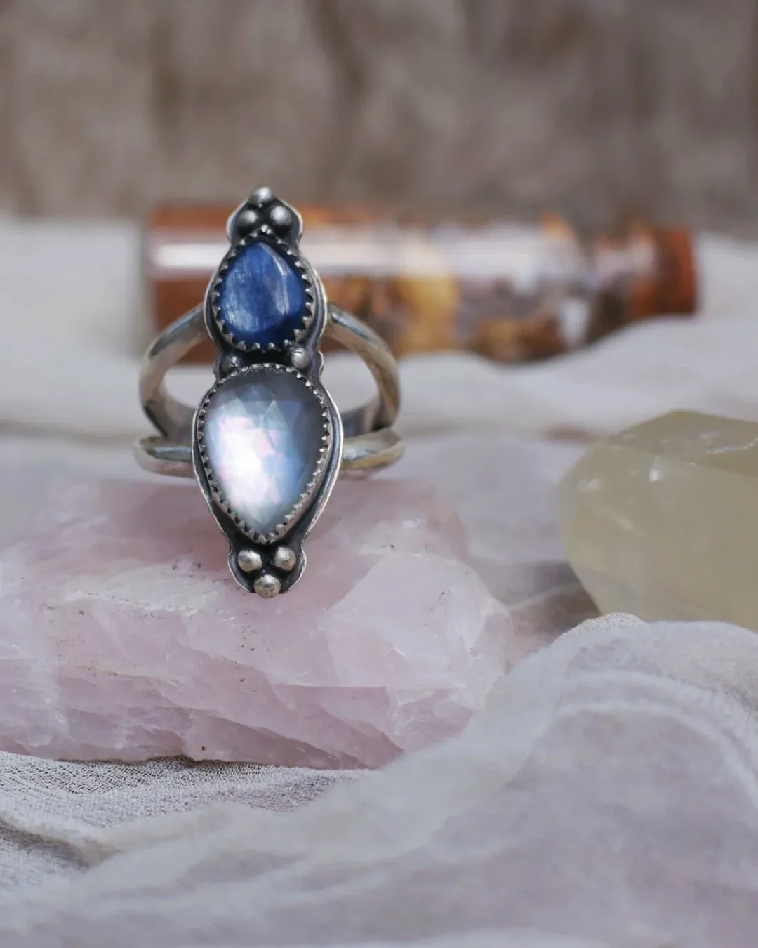 Hessonite Garnet with Bat Wings Ring- Size 7.25