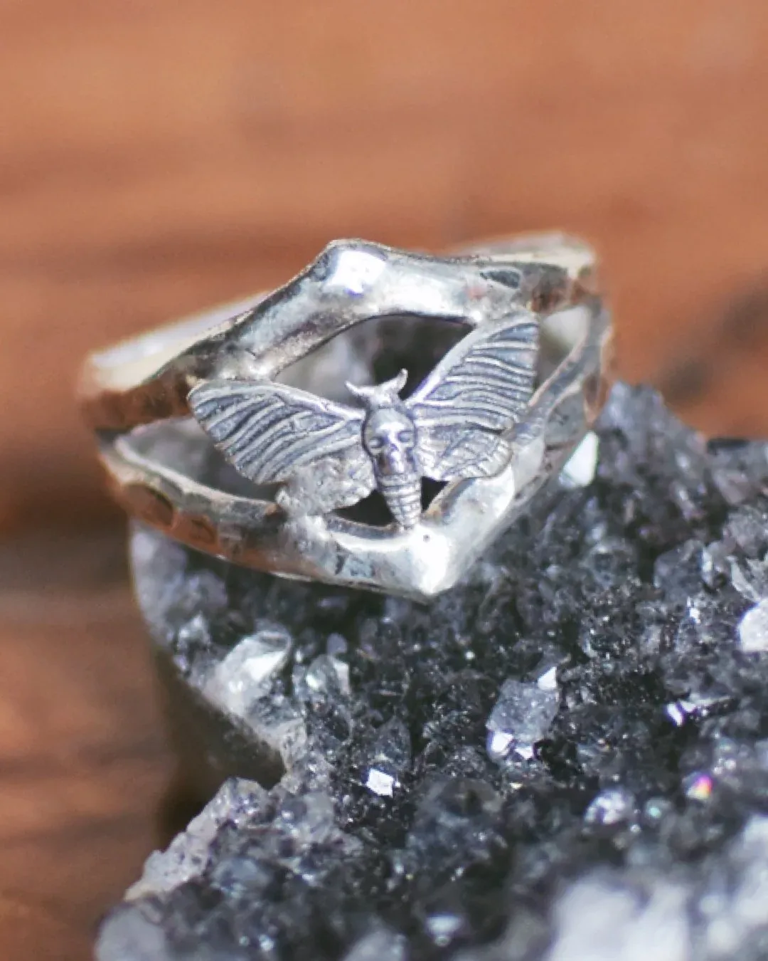 Hessonite Garnet with Bat Wings Ring- Size 7.25