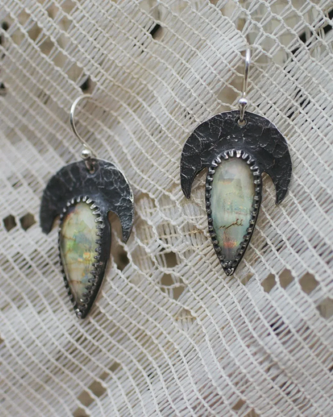 Monarch Opal and Moon Earrings