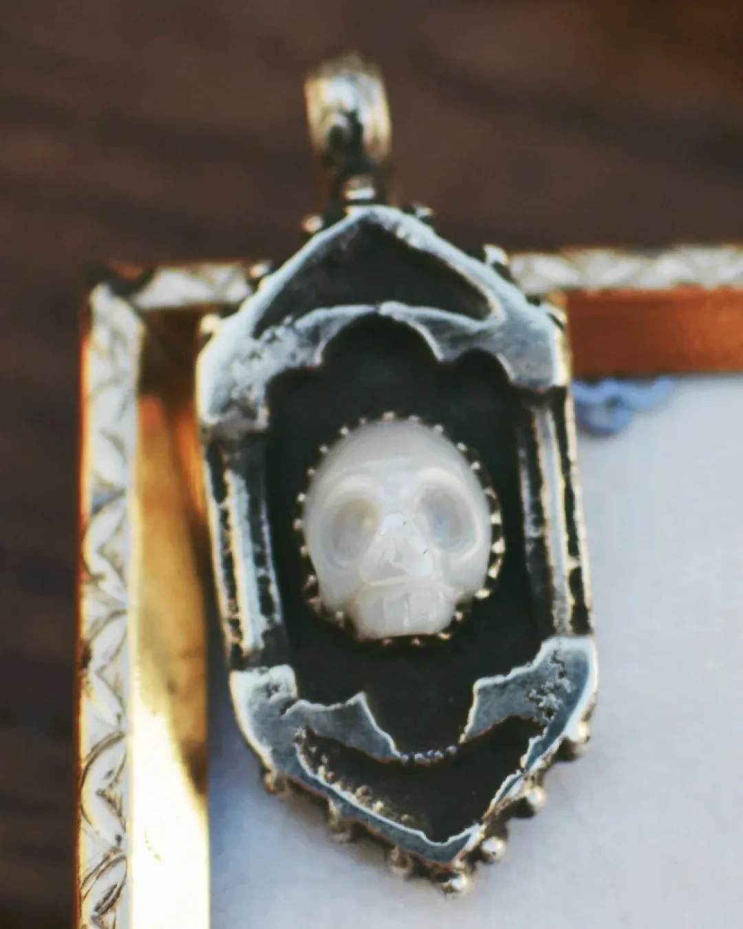 Pearl Skull & Gothic Arch Pendant