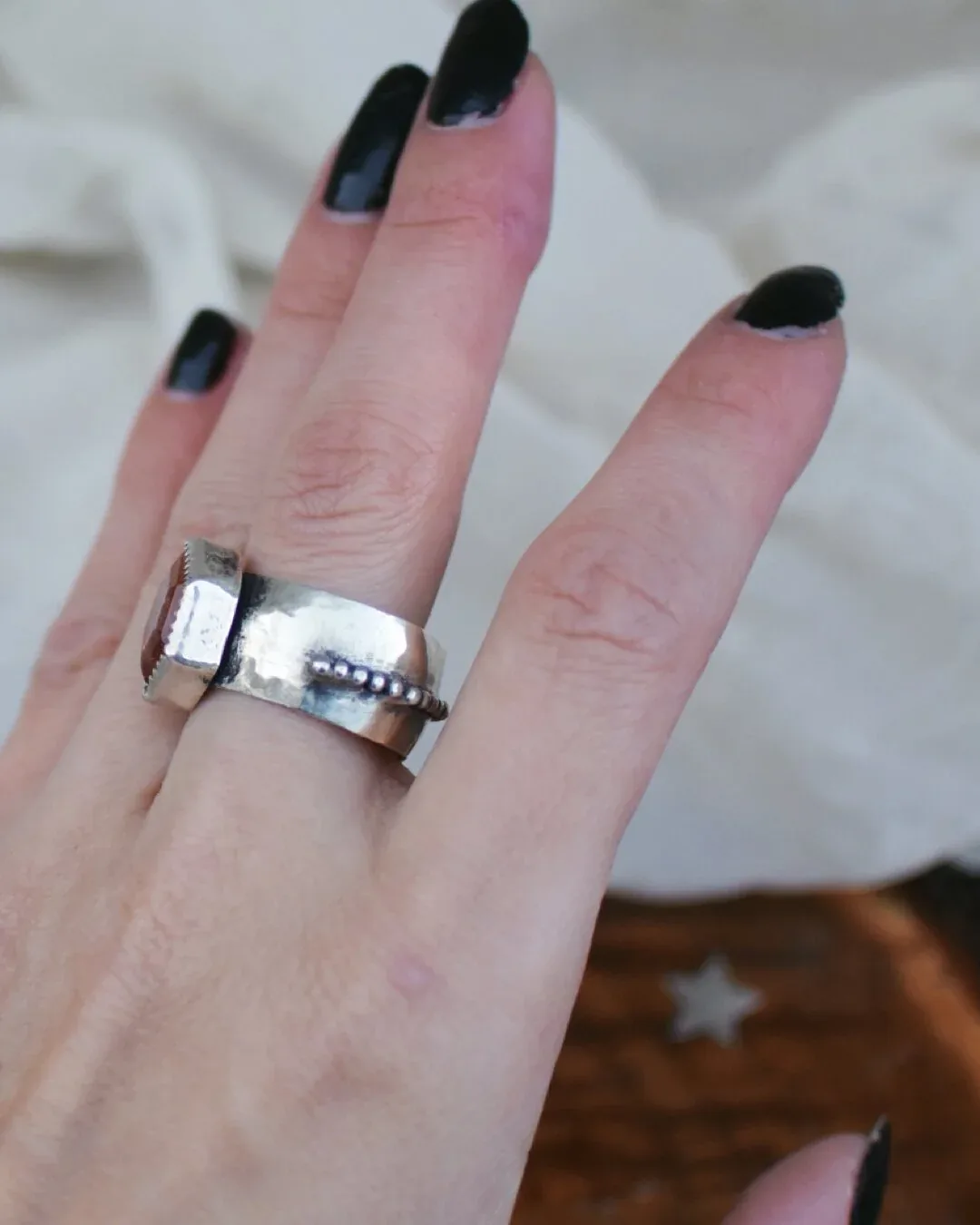 Triple Tourmaline & Filigree Border Ring- SZ 7.5