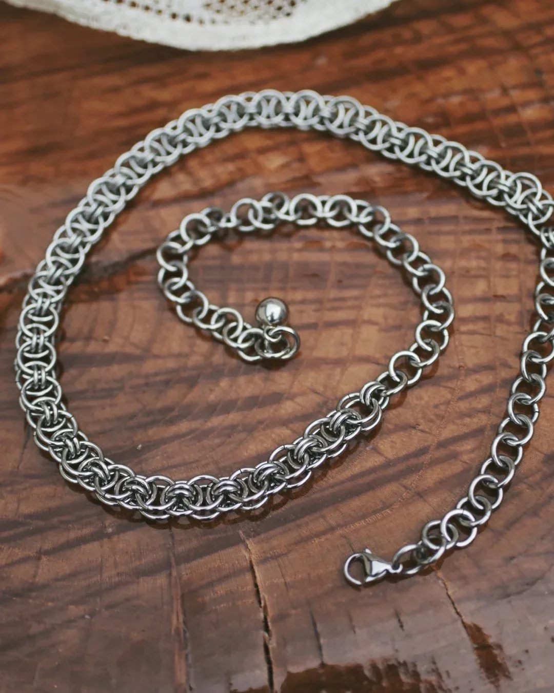 Stainless Steel Celtic Helm Chain Maille Necklace