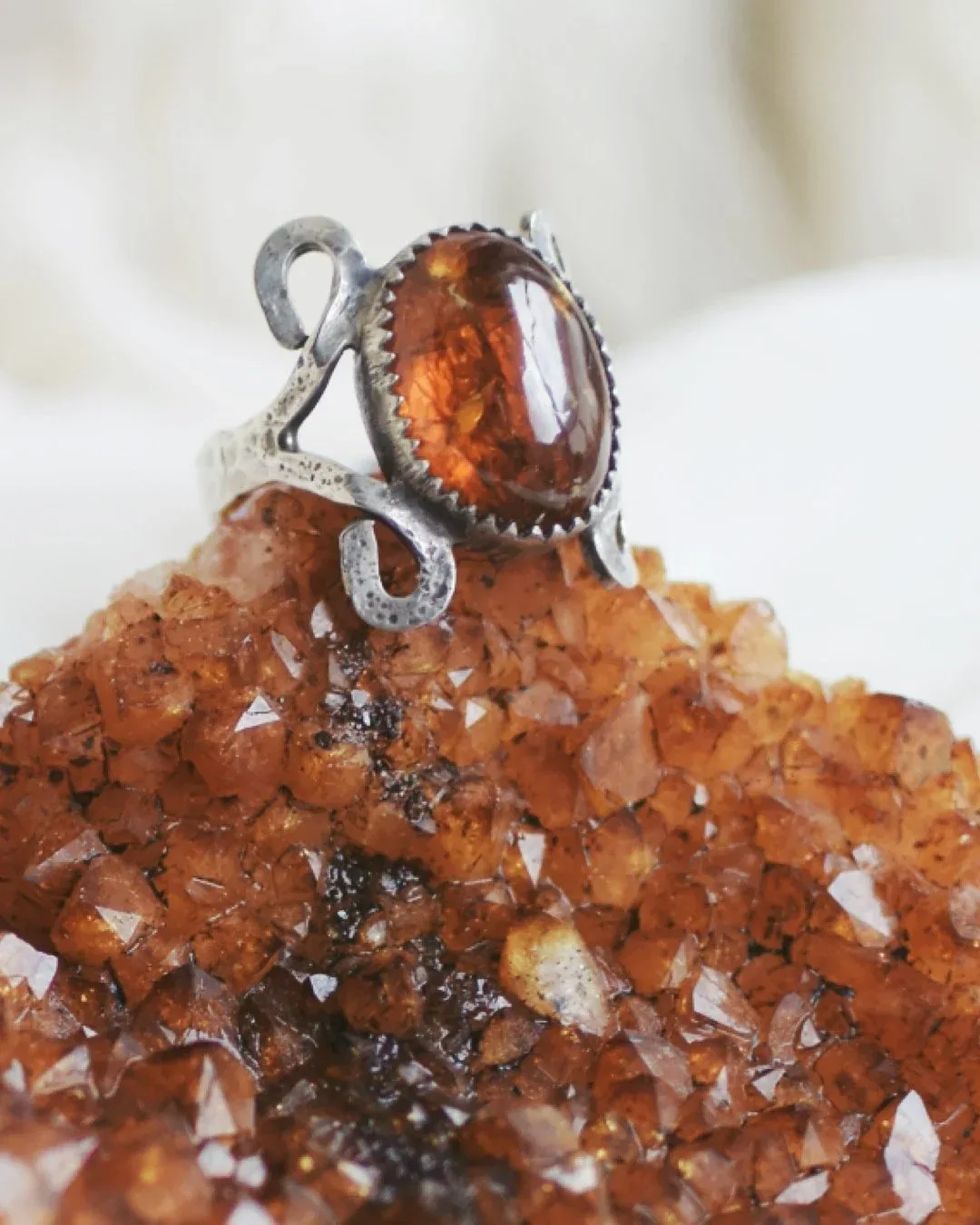 Hessonite Garnet Helias Ring- Size 5