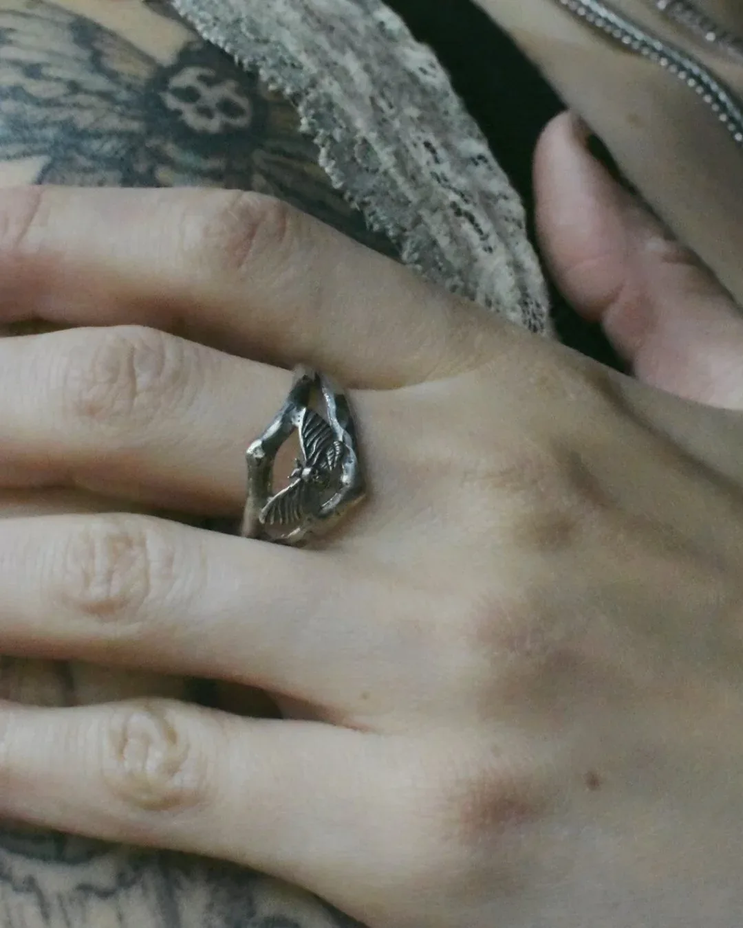 Open Shield Ring- Death Head Moth