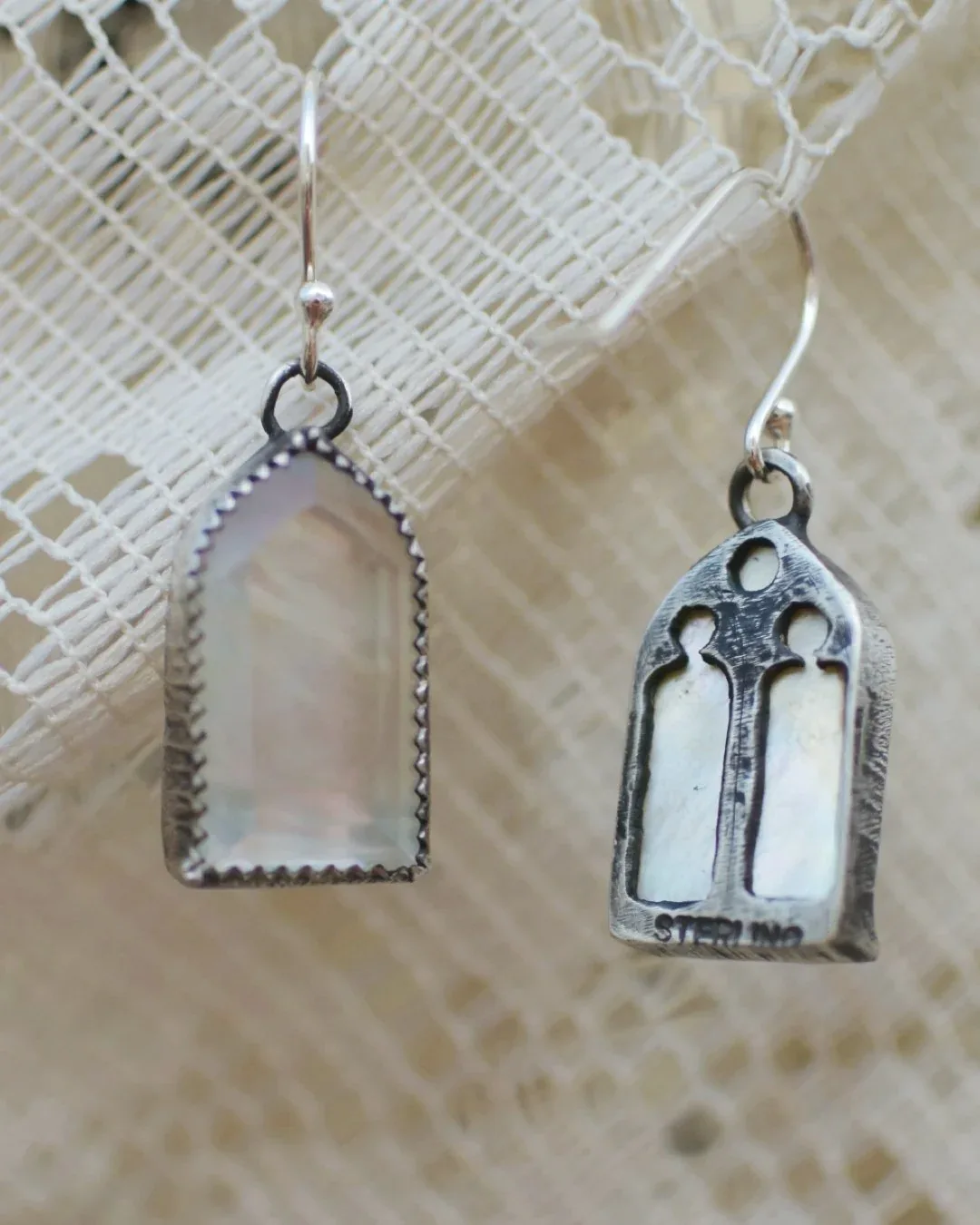 Mother of Pearl Gothic Arch Earrings