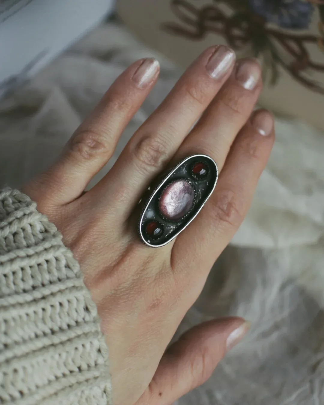 Lepidocrocite and Moon ring- Size 7.5