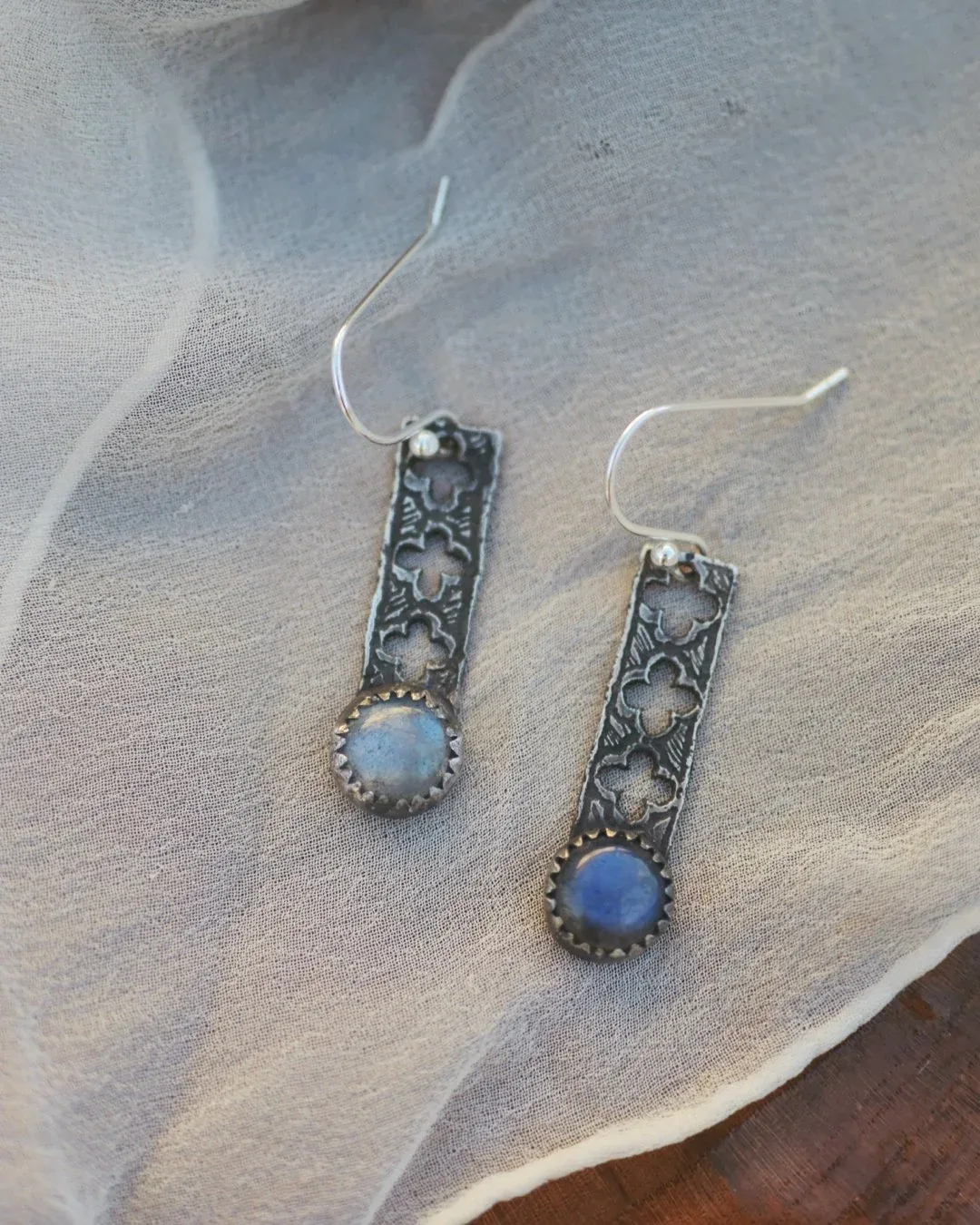 Peridot Branch and Chain Earrings