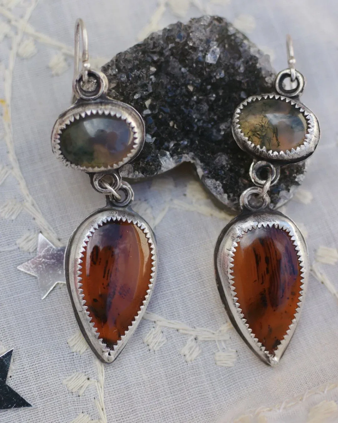 Moss and Montana Agate earrings