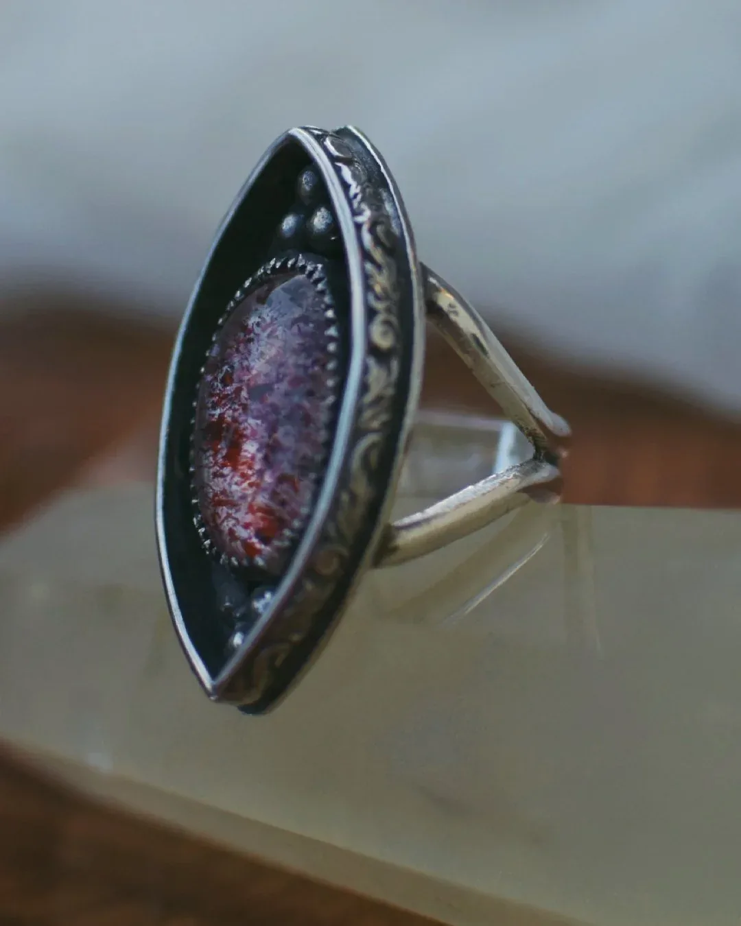 Australian Opal and Moonstone RIng- size 10.5