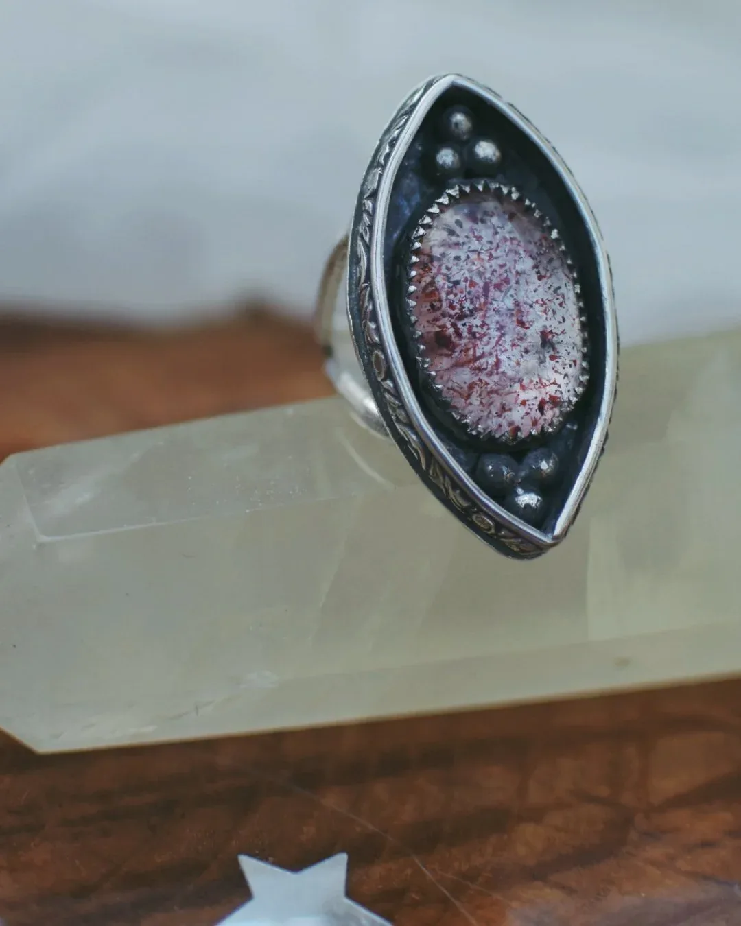 Australian Opal and Moonstone RIng- size 10.5