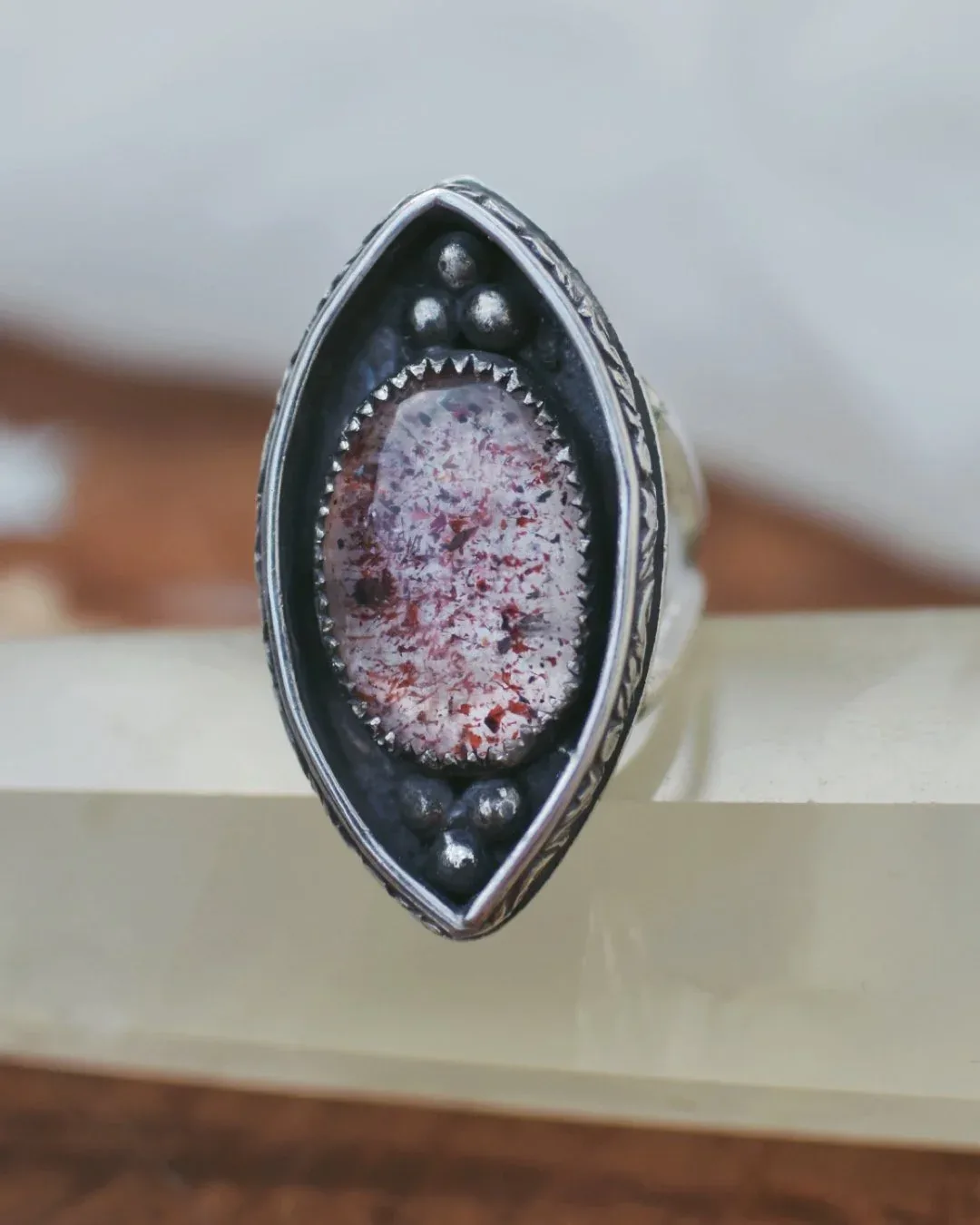 Australian Opal and Moonstone RIng- size 10.5