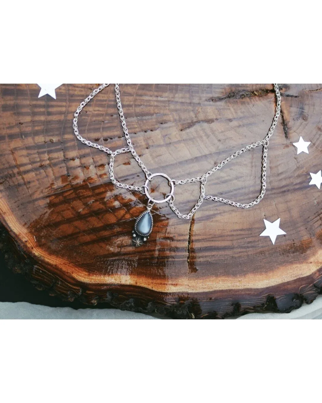 Opal, Face-Carved Horn, and Labradorite Goddess Necklace