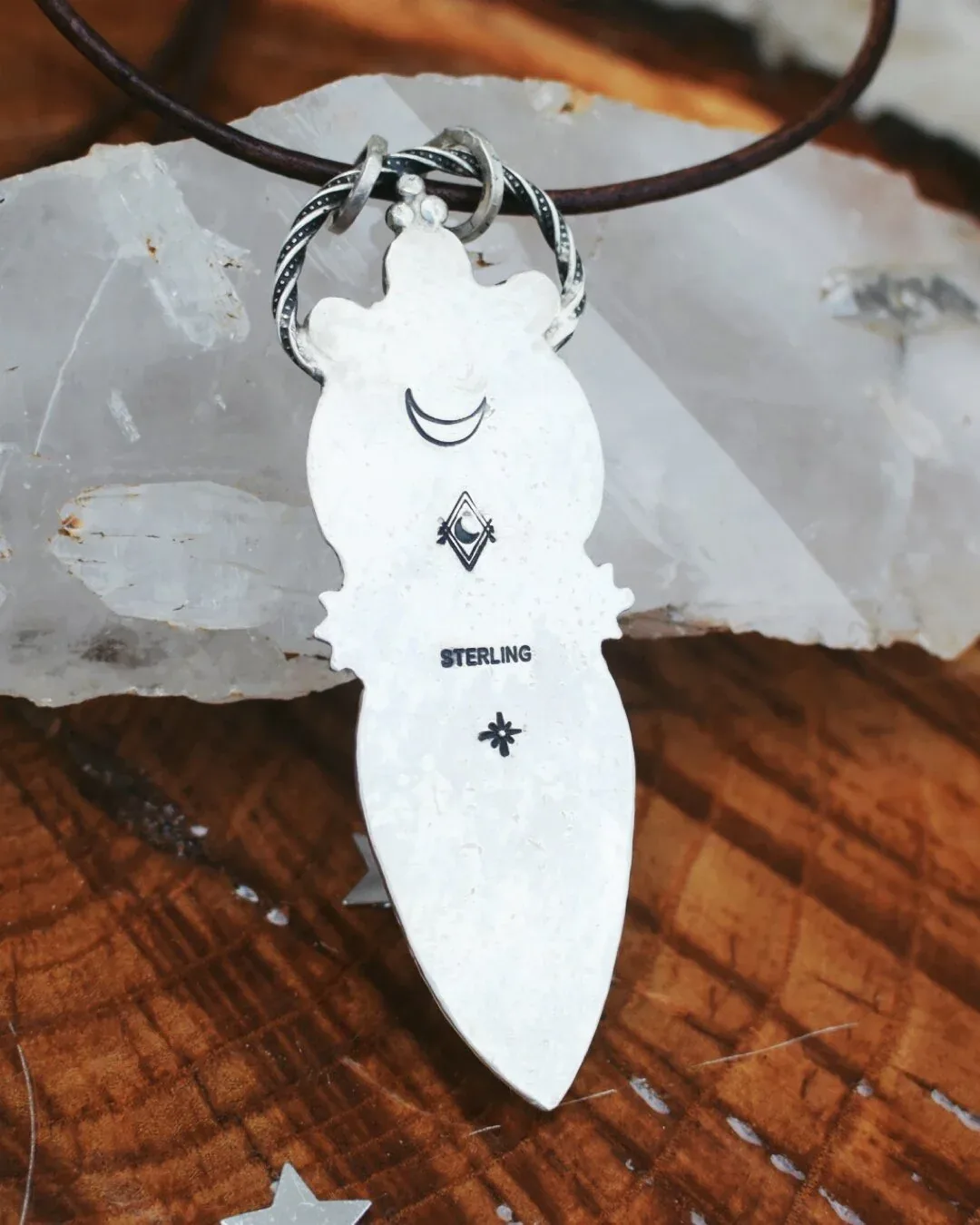 Opal, Face-Carved Horn, and Labradorite Goddess Necklace