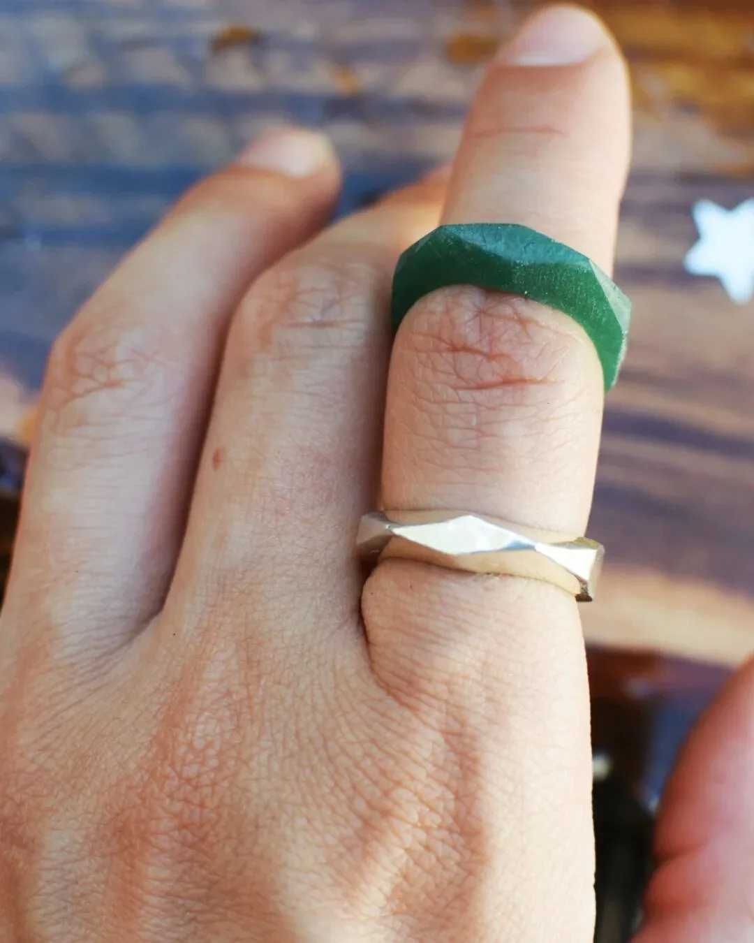 Harlequin Carved Signet Ring- size 5.5