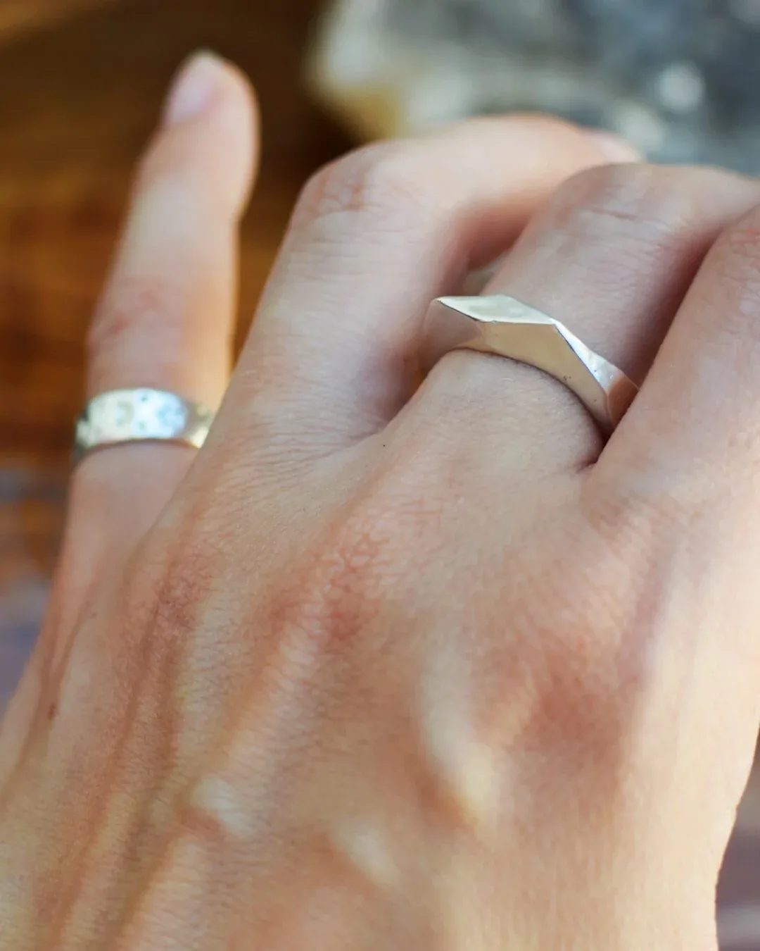 Harlequin Carved Signet Ring- size 5.5