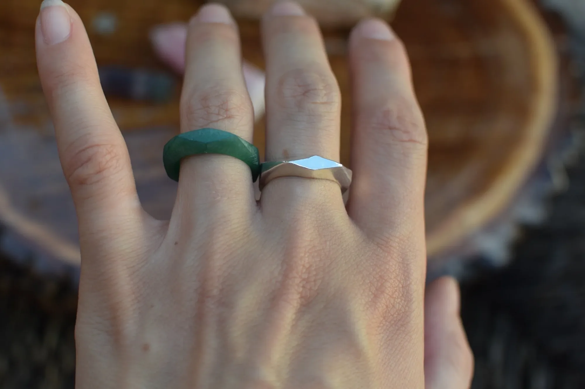 Harlequin Carved Signet Ring- size 5.5