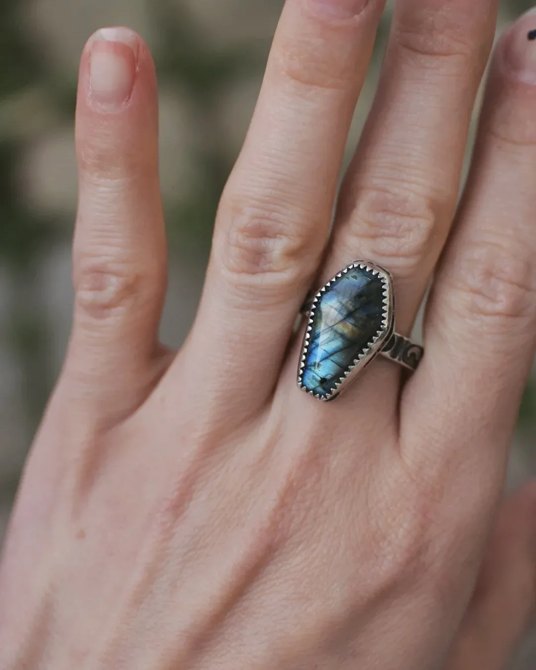Lunar Face with Moonstone Ring- Size 5.5