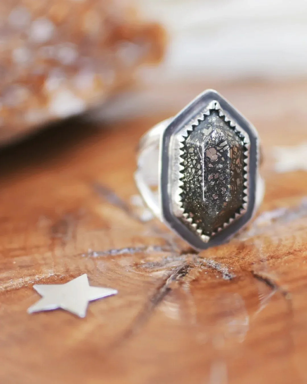 Lunar Face with Moonstone Ring- Size 5.5