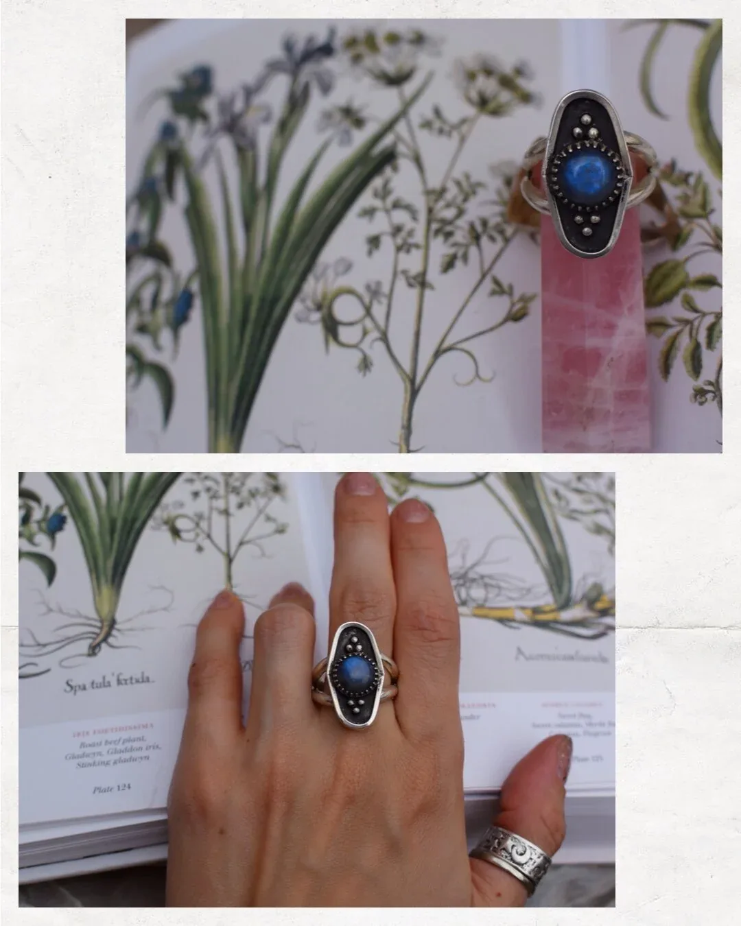Oval Boarder Labradorite Ring- size 7.5