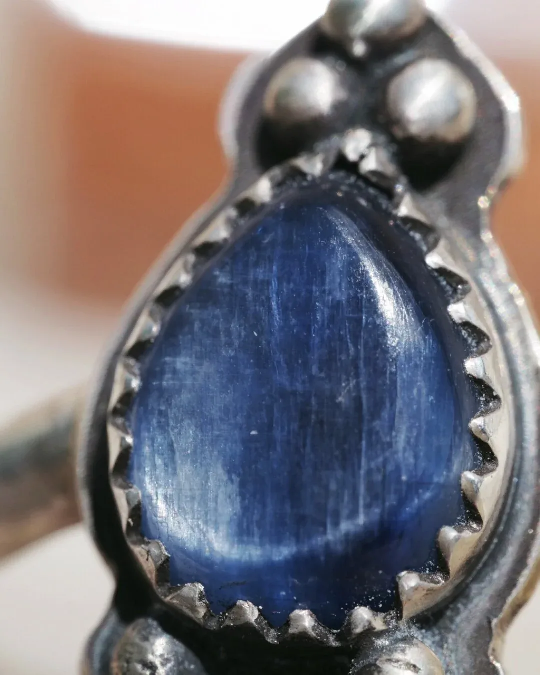 Mother of Pearl and Kyanite ring- size 8.25