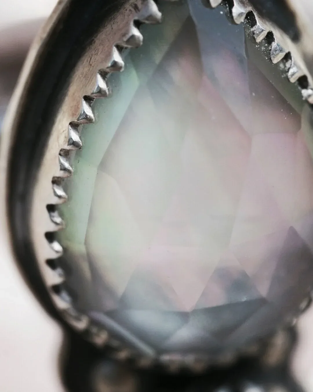 Mother of Pearl and Kyanite ring- size 8.25