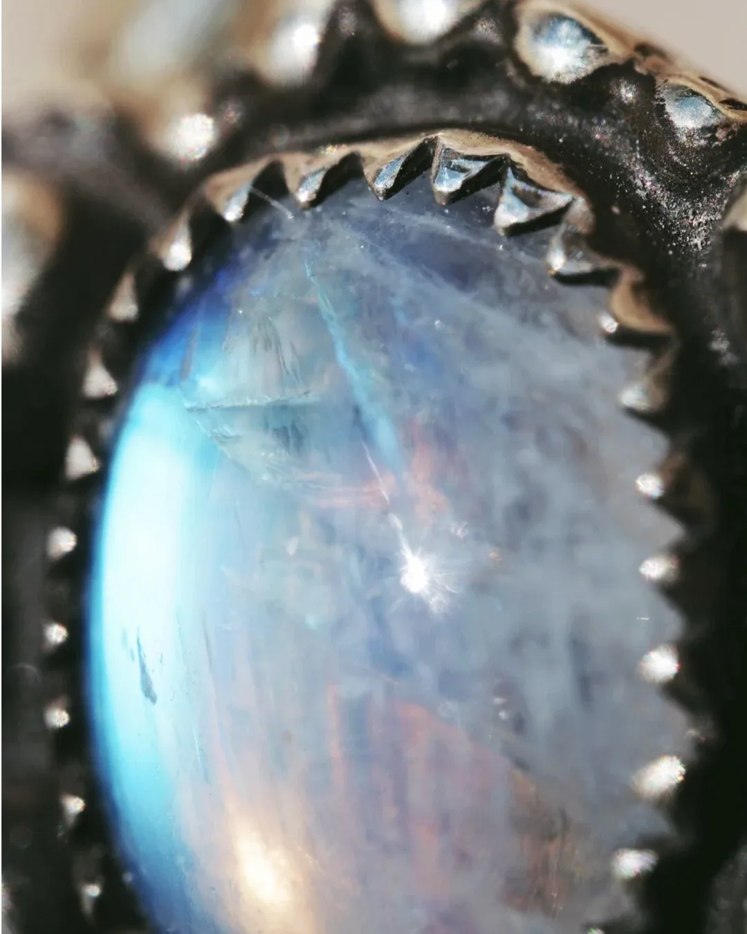 Double Kyanite and Moonstone Ring- size 9.5