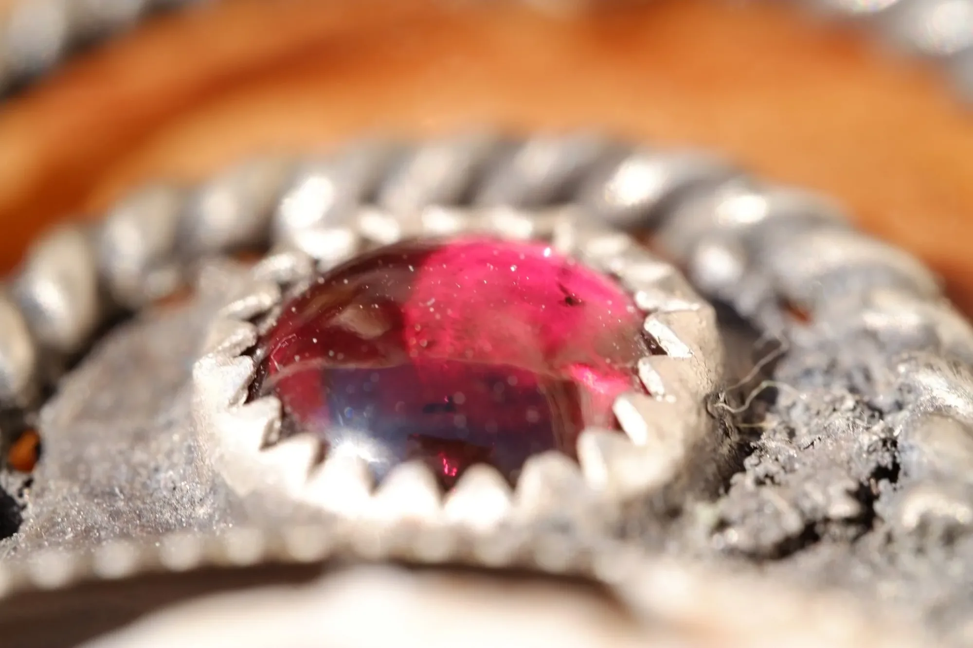 Peanut Wood and Garnet Necklace- Hecate Collection