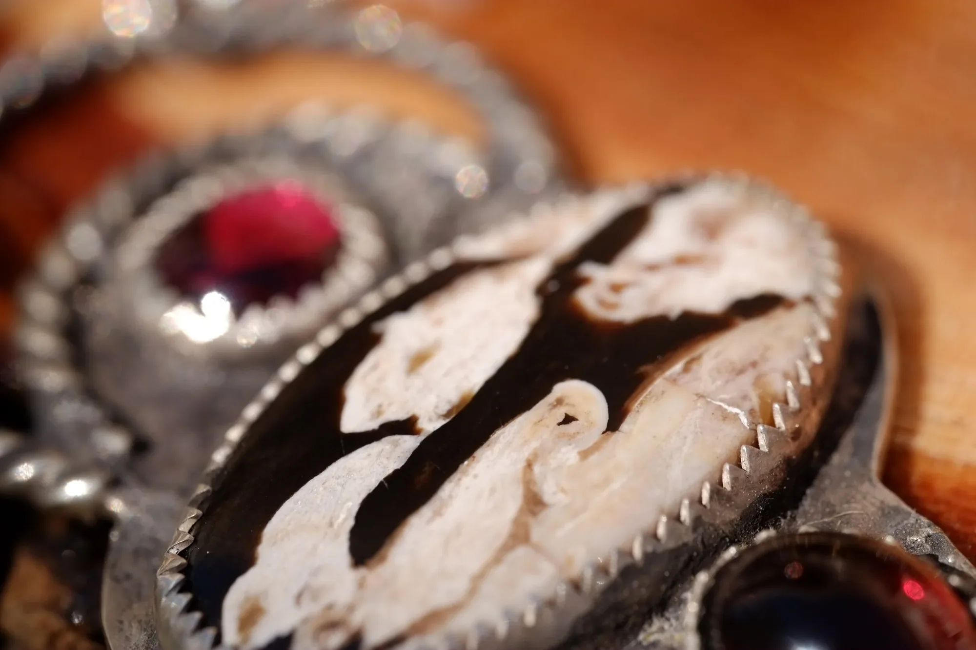 Peanut Wood and Garnet Necklace- Hecate Collection