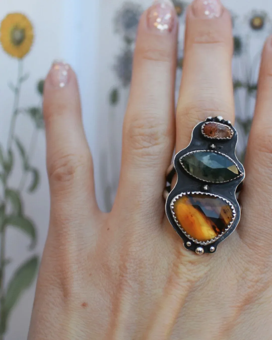 Montana & Moss Agate Statement Ring-size 9