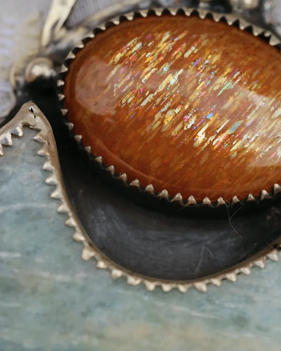 Moss Agate Marquis Pendant