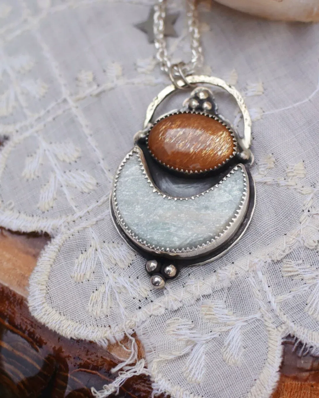 Moss Agate Marquis Pendant